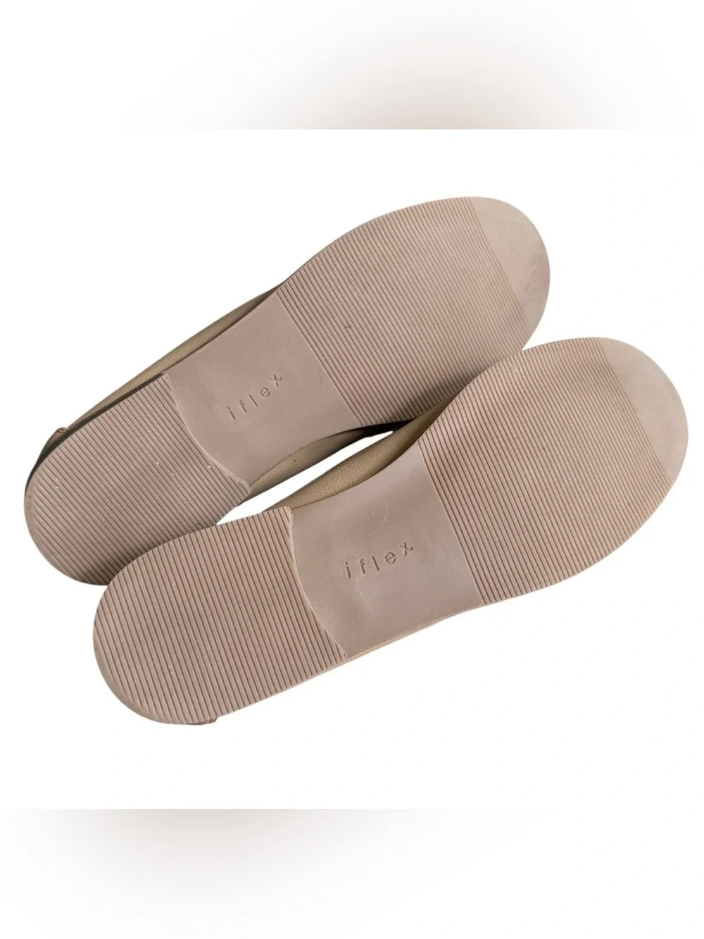 AK Anne Klein iFlex Taupe Loafers Moc Toe Logo Comfort Flats Size 8.5 Classic